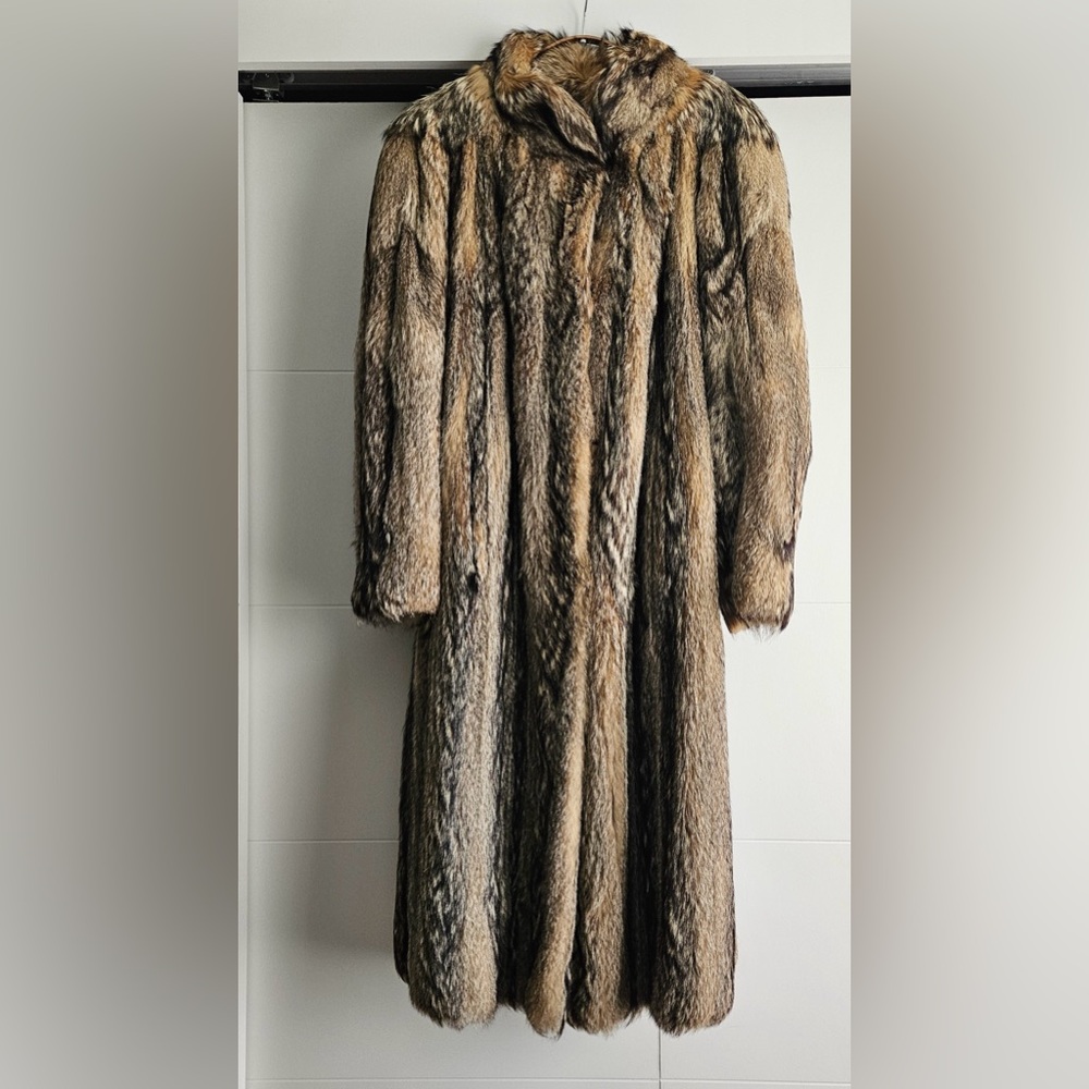 Full length silver fox fur coat.  Excellent condition.